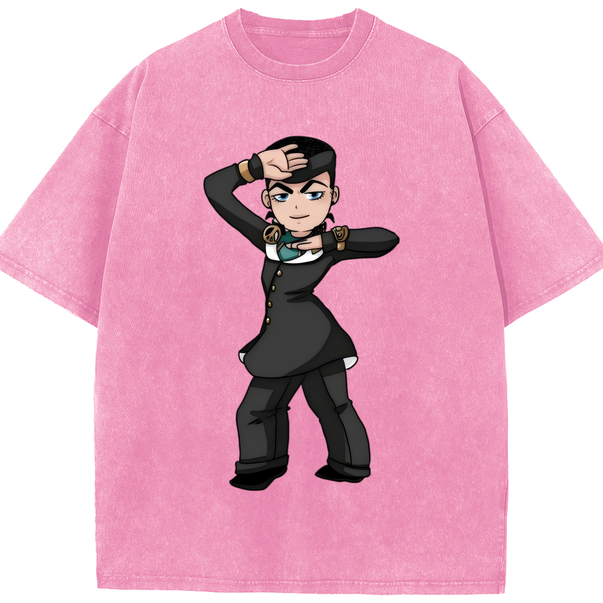（画像用） ジョジョの奇妙な冒険 ひがしかた じょうすけ JoJo's Bizarre Adventure Higashikata Josuke 綿100% ヴィンテージ風 半袖Tシャツ（フロントプリント）